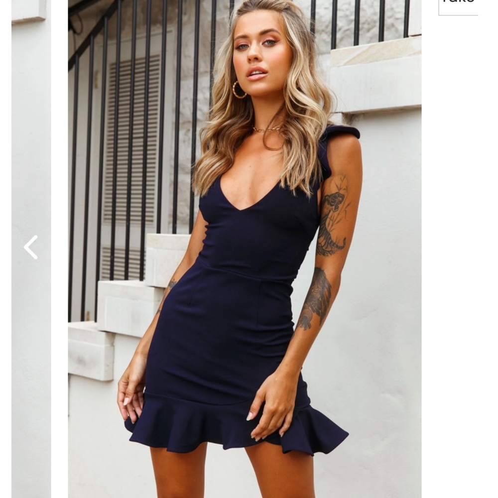 Mini Navy Dress with Ruffles